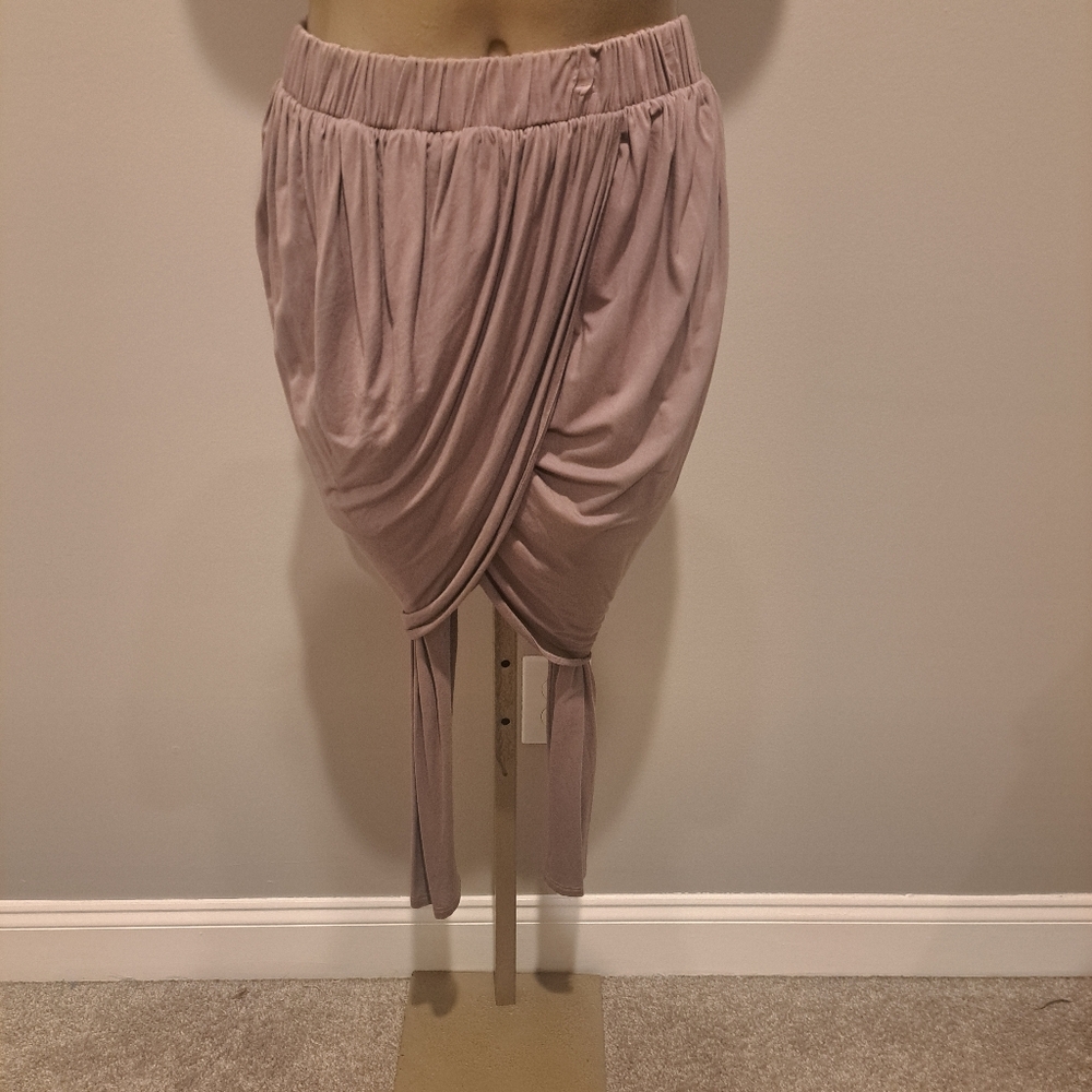 AKIRA Chicago Black Label Taupe Drapped Wrapped Skirt Leggings